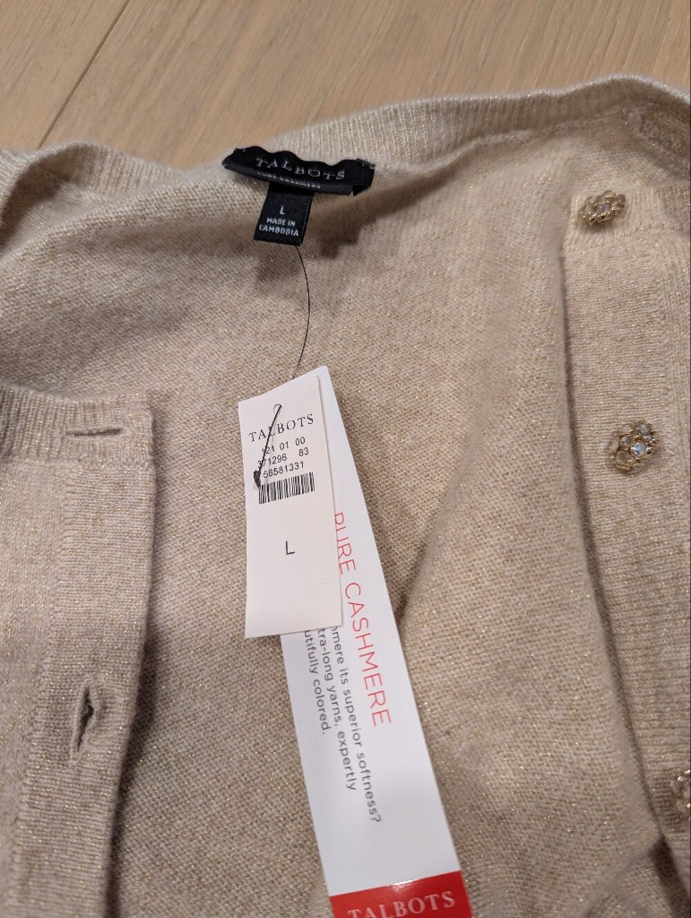 Classic Cashmere Beige Button Cardigan Sweater Set - Picture 6 of 9